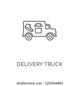 Delivery truck linear icon. Delivery truck concept stroke symbol design. Thin graphic elements vector illustration, outline pattern on a white background, eps 10.