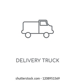 Delivery truck linear icon. Delivery truck concept stroke symbol design. Thin graphic elements vector illustration, outline pattern on a white background, eps 10.