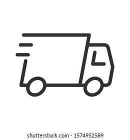 Delivery truck, linear icon. Editable stroke