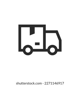 Delivery truck, linear style icon. Truck with a box. Editable stroke width