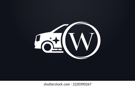 Delivery truck logo and car wash business symbol. Truck logo design vector with circle letters and automotive car logo design vector