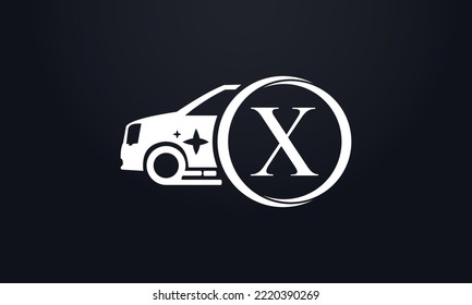 Delivery truck logo and car wash business symbol. Truck logo design vector with circle letters and automotive car logo design vector