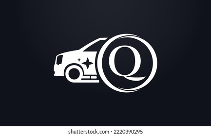 Delivery truck logo and car wash business symbol. Truck logo design vector with circle letters and automotive car logo design vector