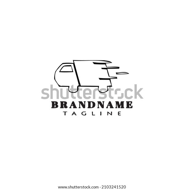 delivery truck logo cartoon icon\
design template black modern isolated vector\
illustration