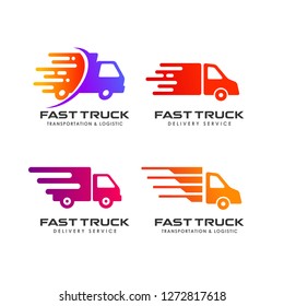 delivery truck logo design. courier logo design template