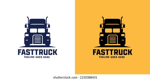 Delivery truck logo design icon semi van road pickup driver