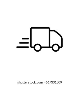delivery, truck, lorry, shipment, icon line black on white background