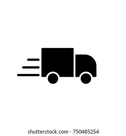 Delivery, Truck, Lorry, Shipment, Icon Simple Black On White Background