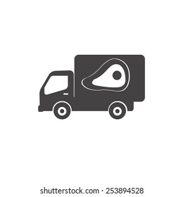 delivery truck meat instruments  on white background