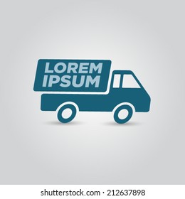 Delivery truck in motion -  flat design logo vector template
