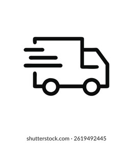 Delivery truck with motion lines icon