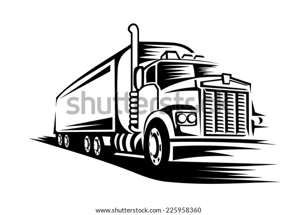 Delivery truck moving on road for transportation\
design or concept