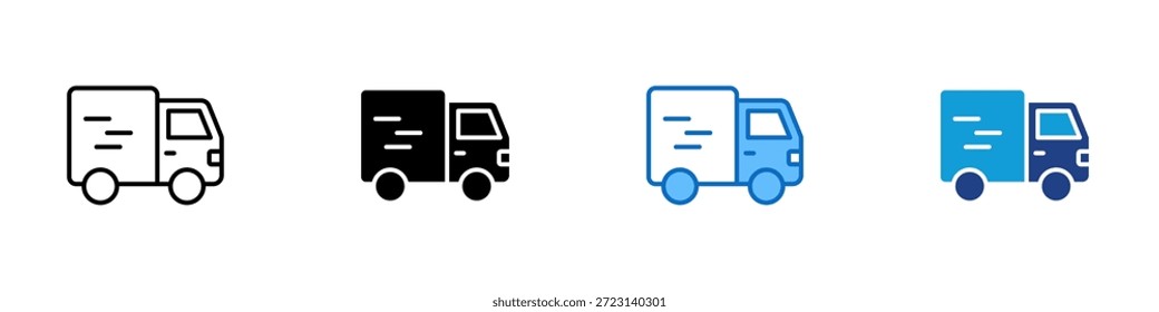 Vector de diseño de íconos de estilo múltiple de camión de entrega: camioneta de entrega que representa logística, envío, servicio de mensajería y transporte de mercancías