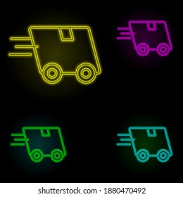 Delivery truck neon color set icon. Simple thin line, outline vector of global logistics icons for ui and ux, website or mobile application