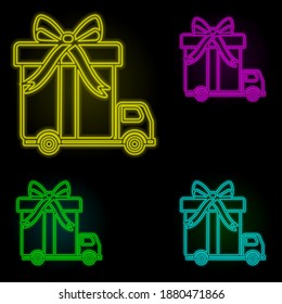 Delivery truck neon color set icon. Simple thin line, outline vector of global logistics icons for ui and ux, website or mobile application