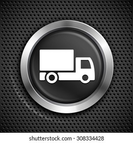 Delivery Truck on Black Round Button