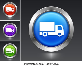 Delivery Truck on Blue Round Button