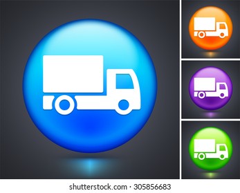 Delivery Truck on Blue Round Button