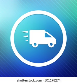 Delivery Truck on Blue Round Button
