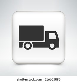 Delivery Truck on White Square Button