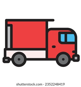 Delivery Truck outline icon. Transportation illustration for templates, web design and infographics. Pixel-perfect at 64x64
