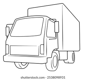 Delivery Truck outline illustration. Courier, cargo, shipment, delivery.