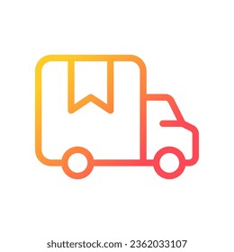 Delivery truck pixel perfect gradient linear ui icon. Transporting goods and products. E commerce. Line color user interface symbol. Modern style pictogram. Vector isolated outline illustration