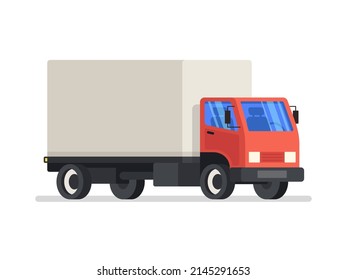 Delivery truck with red cab. Fast delivery service. Vector.