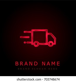 Delivery truck red chromium metallic logo