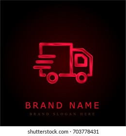 Delivery truck red chromium metallic logo