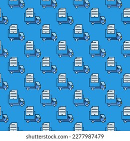 Delivery Truck Report vector concept colored seamless pattern