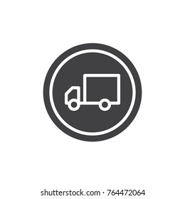 Delivery Truck road signs icon vector, filled flat sign, solid pictogram isolated on white. Symbol, logo illustration.
