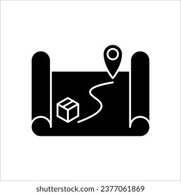 Delivery truck, route icon vector on white background