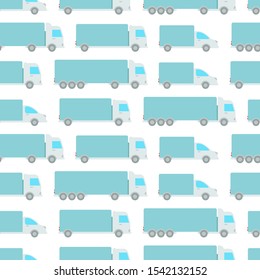 Delivery truck seamless pattern background. Cargo transportation. Shipping company. Vector template.