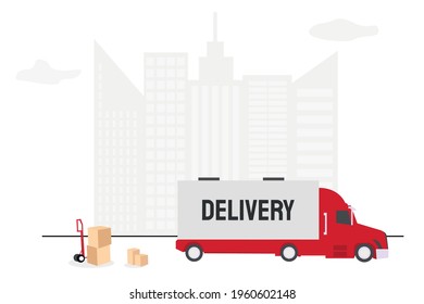 Delivery truck. Delivery service concept. Vector illustration.
