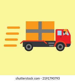 Camión de entrega. Concepto de servicio de entrega. Ilustración vectorial. con controlador 
