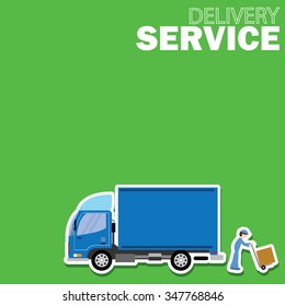 Delivery truck service and Freighter on green board vector style