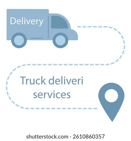 Delivery truck service. Online delivery service. Express delivery, fast moving. Fast delivery by truck for apps and websites. Vector