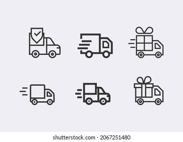 Delivery truck. Delivery service vector web icon set. 