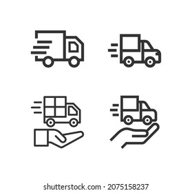 Camión de entrega. Juego de iconos de vector de servicio de entrega. 