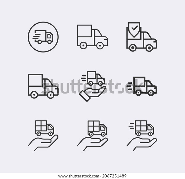 Delivery\
truck. Delivery service vector web icon set.\
