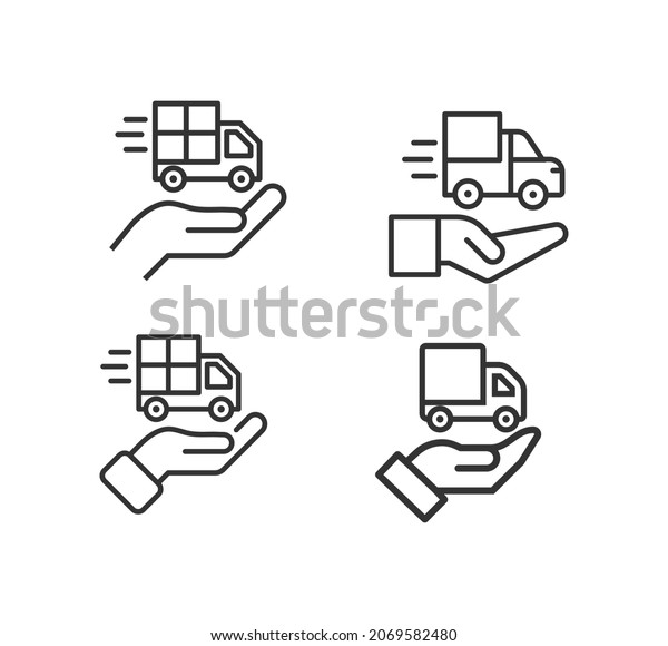 Delivery\
truck. Delivery service vector web icon set.\
