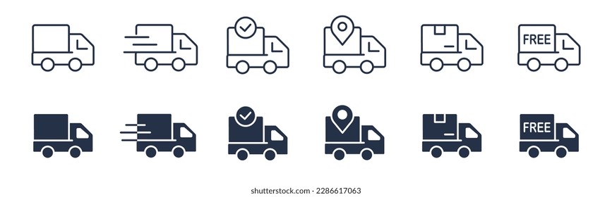 Delivery truck shipping service icons. Vector graphic illustration. For website design, logo, app, template, ui, etc.