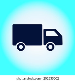 Delivery truck sign icon. Cargo van symbol. Shipments and free delivery. Flat style. Vector EPS 10.