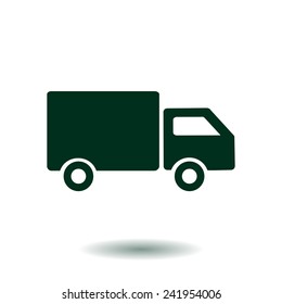 Delivery truck sign icon. Cargo van symbol. Shipments and free delivery. Flat style. Vector EPS 10.
