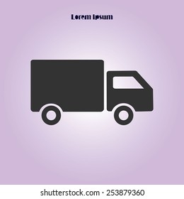 Delivery truck sign icon. Cargo van symbol. Shipments and free delivery. Flat style. Vector EPS 10.