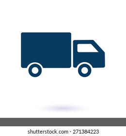 Delivery truck sign icon. Cargo van symbol. Shipments and free delivery. Flat style. Vector EPS 10.