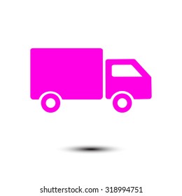 Delivery truck sign icon. Cargo van symbol. Shipments and free delivery. Flat style. Vector EPS 10.
