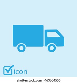 Delivery truck sign icon. Cargo van symbol. Shipments and free delivery. Flat style. Vector EPS 10.