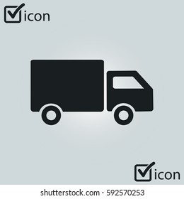 Delivery truck sign icon. Cargo van symbol. Shipments and free delivery. Flat style. Vector.